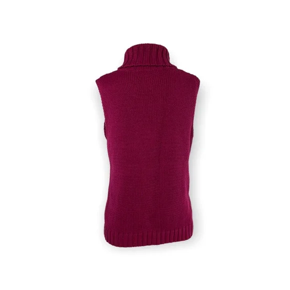Vintage St. John's Bay Turtle Neck Chunky Knit Vest Women's Size Petite Large - Picture 5 of 5